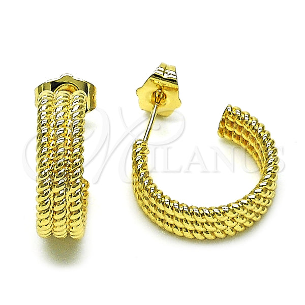 Argolla Pequeña 02.195.0261.20 Oro Laminado, Diseño de Torcido, Pulido, Tono Dorado