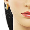 Arete Dormilona 02.195.0263 Oro Laminado, Diseño de Gota y Torcido, Pulido, Tono Dorado