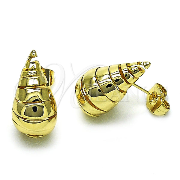 Arete Dormilona 02.195.0263 Oro Laminado, Diseño de Gota y Torcido, Pulido, Tono Dorado