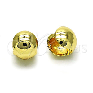 Argolla Huggie 02.156.0675.12 Oro Laminado, Diseño de Bola, Pulido, Tono Dorado