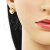 Arete Dormilona 02.156.0683 Oro Laminado, Diseño de Corazón, Pulido, Tono Dorado