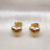 Arete Dormilona 02.156.0683 Oro Laminado, Diseño de Corazón, Pulido, Tono Dorado