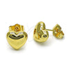 Arete Dormilona 02.156.0683 Oro Laminado, Diseño de Corazón, Pulido, Tono Dorado