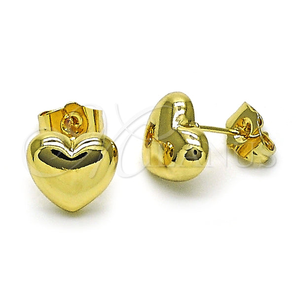 Arete Dormilona 02.156.0683 Oro Laminado, Diseño de Corazón, Pulido, Tono Dorado