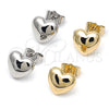 Arete Dormilona 02.156.0683 Oro Laminado, Diseño de Corazón, Pulido, Tono Dorado