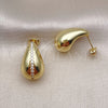 Arete Dormilona 02.368.0095 Oro Laminado, Diseño de Gota, con Blanca Micro Pave, Pulido, Tono Dorado