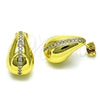 Arete Dormilona 02.368.0095 Oro Laminado, Diseño de Gota, con Blanca Micro Pave, Pulido, Tono Dorado