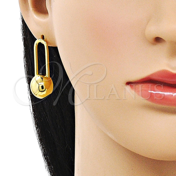 Arete Colgante 02.368.0100 Oro Laminado, Diseño de Bola, Pulido, Tono Dorado