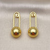 Arete Colgante 02.368.0100 Oro Laminado, Diseño de Bola, Pulido, Tono Dorado