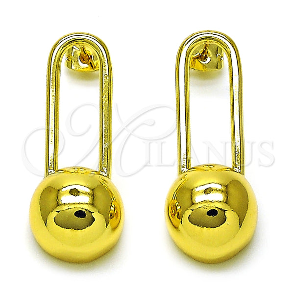 Arete Colgante 02.368.0100 Oro Laminado, Diseño de Bola, Pulido, Tono Dorado