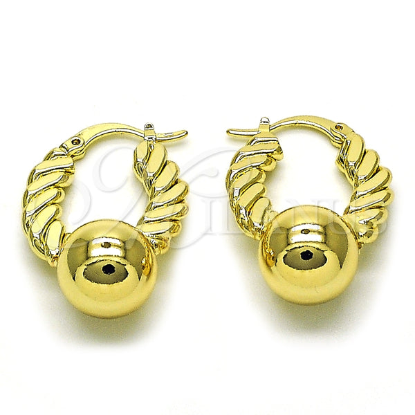Argolla Pequeña 02.213.0599.20 Oro Laminado, Diseño de Bola, Pulido, Tono Dorado