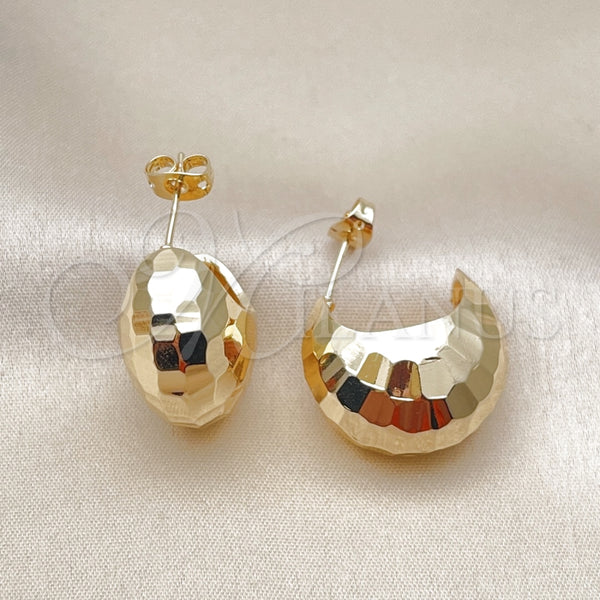 Arete Dormilona 02.170.0443 Oro Laminado, Diseño de Disco y Bola, Diamantado, Tono Dorado
