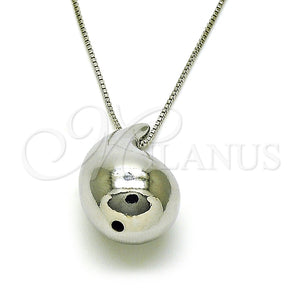Collares con Dije 04.368.0013.18 Rodio Laminado, Diseño de Hueco y Gota, Pulido, Rodinado (Grosor 01 MM, 18 Pulgadas de Largo)