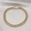 Pulsera Básica 04.213.0303.08 Oro Laminado, Diseño de Miami Cubana, con Micro Pave Blanca, Pulido, Tono Dorado (Grosor 05.8 MM, 8 Pulgadas de Largo)