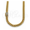 Gargantilla Basica 04.213.0303.24 Oro Laminado, Diseño de Miami Cubana, con Micro Pave Blanca, Pulido, Tono Dorado (Grosor 06 MM, 24 Pulgadas de Largo)