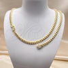 Collar y Pulsera 06.213.0025.18 Oro Laminado, Diseño de Miami Cubana, con Blanca Micro Pave, Pulido, Tono Dorado