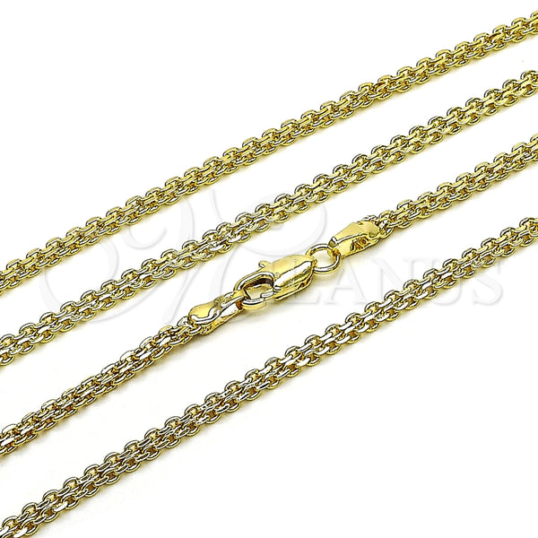 Gargantilla Basica 04.213.0262.22 Oro Laminado, Diseño de Bismarco, Pulido, Tono Dorado (03 MM Thickness, 22 Inches Length)