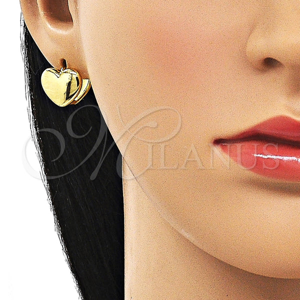 Argolla Huggie 02.341.0174.12 Oro Laminado, Diseño de Corazón, Pulido, Tono Dorado