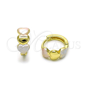 Argolla Huggie 02.213.0608.12 Oro Laminado, Diseño de Corazón, Pulido, Tres Tonos