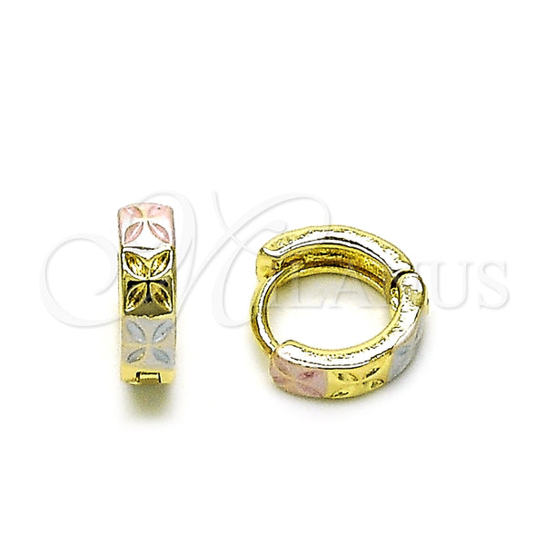 Argolla Huggie 02.213.0609.12 Oro Laminado, Diseño de Mariposa, Pulido, Tres Tonos