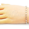 Pulsera Tennis 03.283.0354.07 Oro Laminado, Diseño de Baguette, con Blanca Zirconia Cubica, Pulido, Tono Dorado (03 MM Thickness, 7 Inches Length)