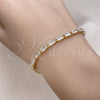 Pulsera Tennis 03.283.0354.07 Oro Laminado, Diseño de Baguette, con Blanca Zirconia Cubica, Pulido, Tono Dorado (03 MM Thickness, 7 Inches Length)