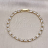 Pulsera Tennis 03.283.0354.07 Oro Laminado, Diseño de Baguette, con Blanca Zirconia Cubica, Pulido, Tono Dorado (03 MM Thickness, 7 Inches Length)