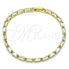 Pulsera Tennis 03.283.0354.07 Oro Laminado, Diseño de Baguette, con Blanca Zirconia Cubica, Pulido, Tono Dorado (03 MM Thickness, 7 Inches Length)