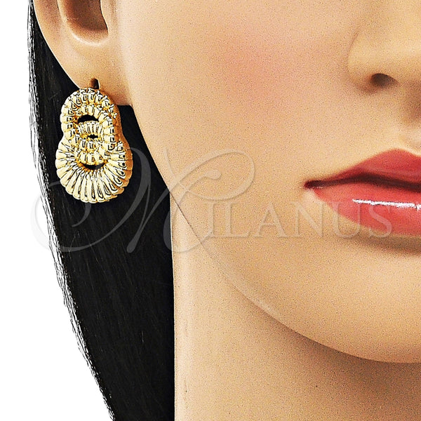 Arete Dormilona 02.163.0299 Oro Laminado, Diseño de Infinito y Torcido, Diamantado, Tono Dorado
