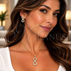 Juego de Arete y Dije de Adulto 10.156.0479 Oro Laminado, Diseño de Infinito, con Micro Pave Blanca, Pulido, Tono Dorado