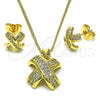 Juego de Arete y Dije de Adulto 10.156.0481 Oro Laminado, con Micro Pave Blanca, Pulido, Tono Dorado