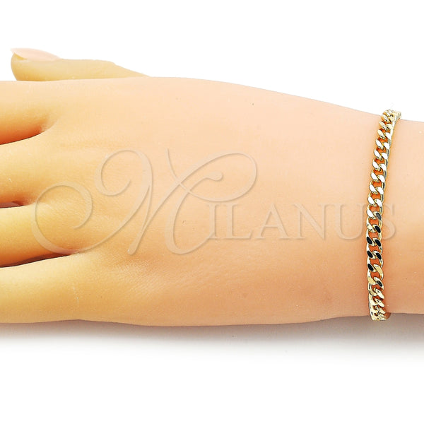 Pulsera Básica 04.213.0169.07 Oro Laminado, Diseño de Miami Cubana, Pulido, Tono Dorado (120 Gauge, Thickness, 7 Inches Length)