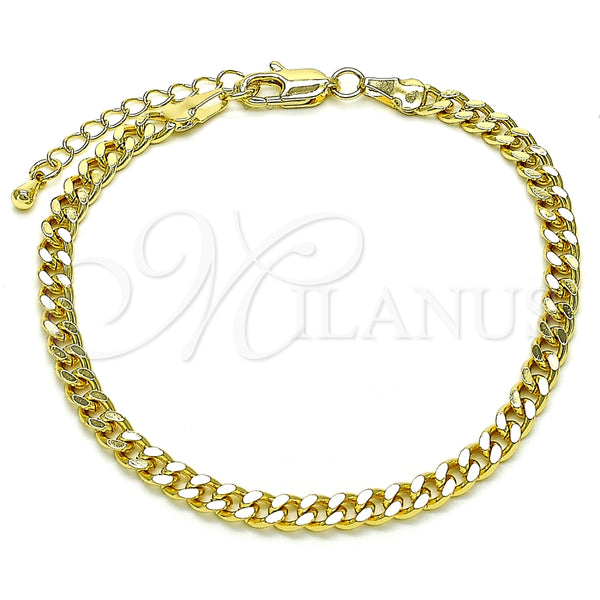 Pulsera Básica 04.213.0169.07 Oro Laminado, Diseño de Miami Cubana, Pulido, Tono Dorado (120 Gauge, Thickness, 7 Inches Length)
