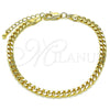 Pulsera Básica 04.213.0169.07 Oro Laminado, Diseño de Miami Cubana, Pulido, Tono Dorado (120 Gauge, Thickness, 7 Inches Length)