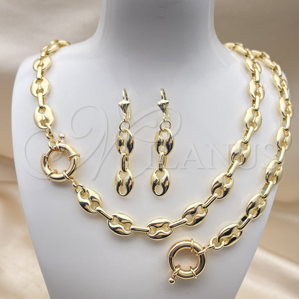 Collar, Pulsera y Dije 06.372.0069 Oro Laminado, Diseño de Puff Mariner, Pulido, Tono Dorado