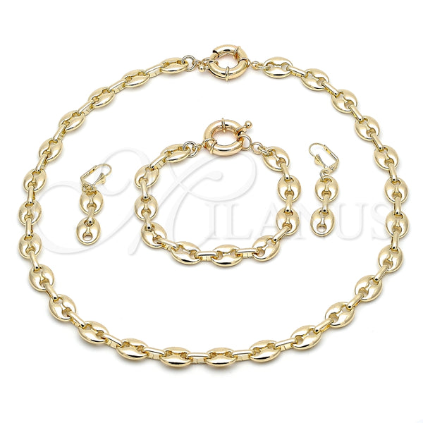 Collar, Pulsera y Dije 06.372.0069 Oro Laminado, Diseño de Puff Mariner, Pulido, Tono Dorado
