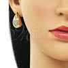 Arete Dormilona 02.341.0177 Oro Laminado, Diseño de Gota y Corazón, con Blanca Micro Pave, Pulido, Tono Dorado