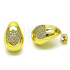 Arete Dormilona 02.341.0177 Oro Laminado, Diseño de Gota y Corazón, con Blanca Micro Pave, Pulido, Tono Dorado