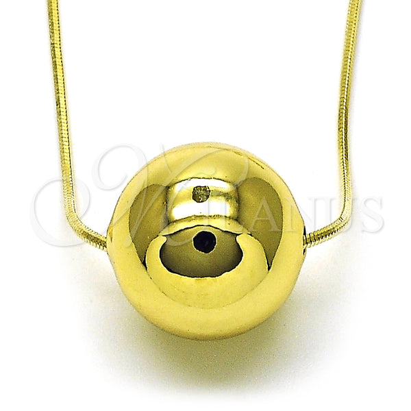 Collares con Dije 04.341.0113.18 Oro Laminado, Diseño de Bola y Hueco, Pulido, Tono Dorado (01 MM Thickness, 18 Inches Length)