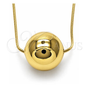 Collares con Dije 04.341.0113.18 Oro Laminado, Diseño de Bola y Hueco, Pulido, Tono Dorado (01 MM Thickness, 18 Inches Length)