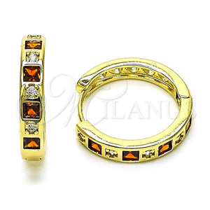 Argolla Huggie 02.213.0618.1.20 Oro Laminado, con Granate and Blanca Zirconia Cubica, Pulido, Tono Dorado