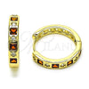 Argolla Huggie 02.213.0618.1.20 Oro Laminado, con Granate and Blanca Zirconia Cubica, Pulido, Tono Dorado