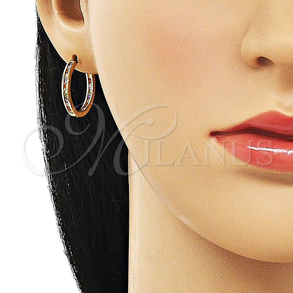 Argolla Huggie 02.213.0619.20 Oro Laminado, con Multicolor Zirconia Cubica, Pulido, Tono Dorado