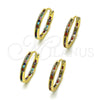 Argolla Huggie 02.213.0619.20 Oro Laminado, con Multicolor Zirconia Cubica, Pulido, Tono Dorado