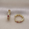 Argolla Huggie 02.213.0620.15 Oro Laminado, Diseño de Ojo Griego, con Blanca Zirconia Cubica, Esmaltado Rojo, Tono Dorado