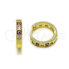 Argolla Huggie 02.213.0620.15 Oro Laminado, Diseño de Ojo Griego, con Blanca Zirconia Cubica, Esmaltado Rojo, Tono Dorado