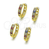 Argolla Huggie 02.213.0620.15 Oro Laminado, Diseño de Ojo Griego, con Blanca Zirconia Cubica, Esmaltado Rojo, Tono Dorado