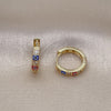 Argolla Huggie 02.213.0620.1.15 Oro Laminado, Diseño de Ojo Griego, con Blanca Zirconia Cubica, Esmaltado Multicolor, Tono Dorado