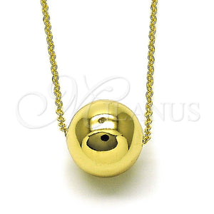 Collares con Dije 04.213.0304.18 Oro Laminado, Diseño de Bola y Rolo, Pulido, Tono Dorado (02 MM Thickness, 18 Inches Length)