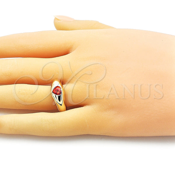 Anillo Multi Piedra 01.213.0053 Oro Laminado, Diseño de Corazón, con Granate Zirconia Cubica, Pulido, Tono Dorado (One size fits all)